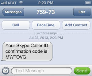 Skype Verification Code