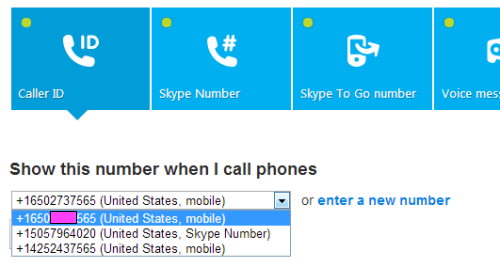 how do i show my skype number when calling from samsung