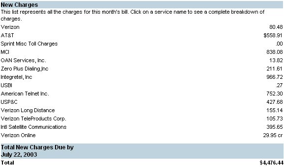 phone bill